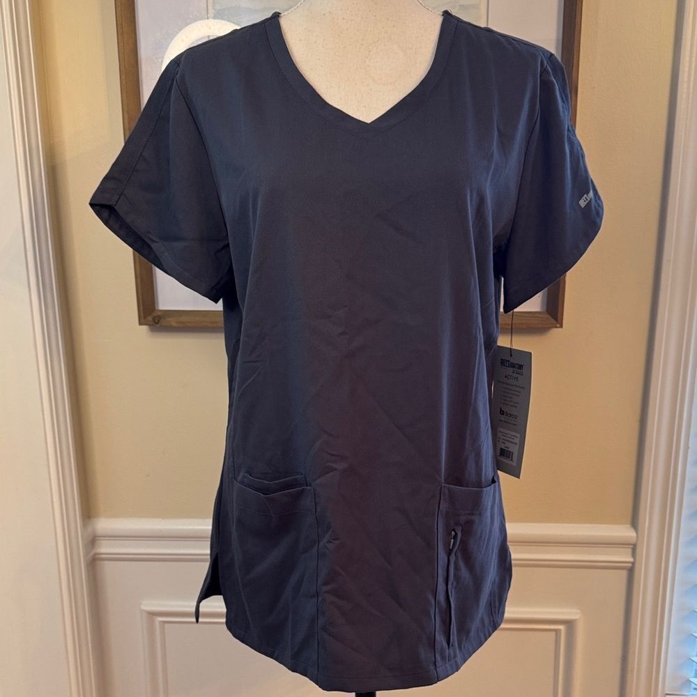 Grey's Anatomy Charcoal Short Sleeve Scrub Top